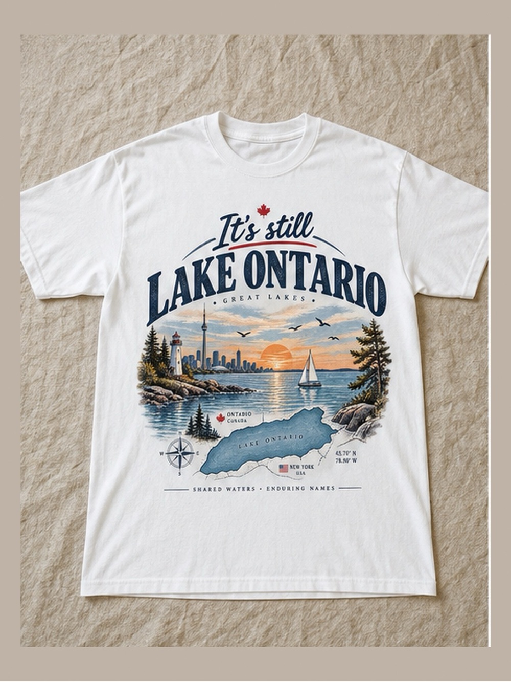Ontario Lake Graphic Tee Vintage Outdoor Nature T-shirt